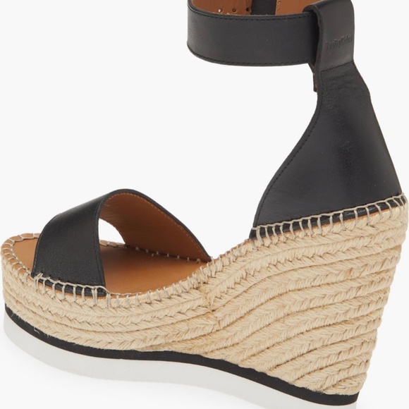 SEE BY CHLOE Glynn Black Espadrille Wedge Sandals - Picture 7 of 12